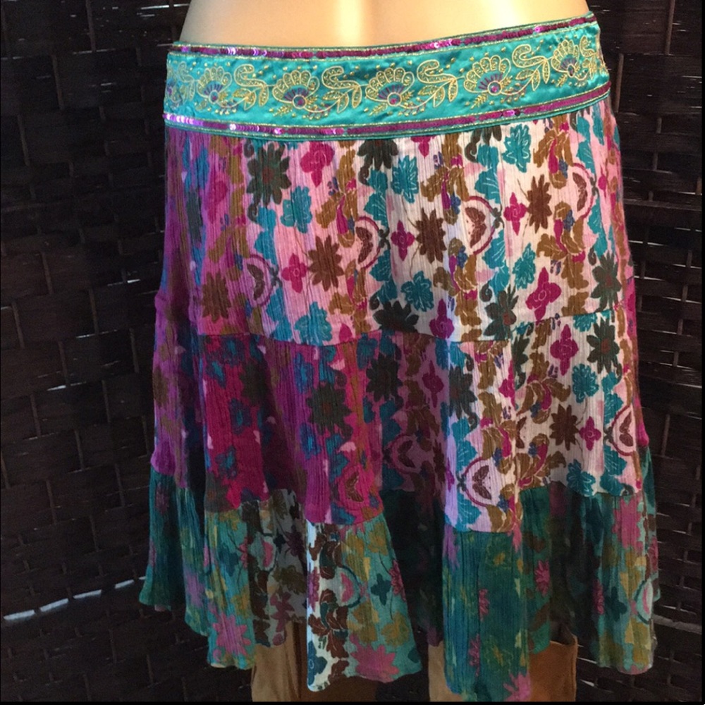 Dnky Jeans Boho Patchwork A-Line. Embroidered & E… - image 2